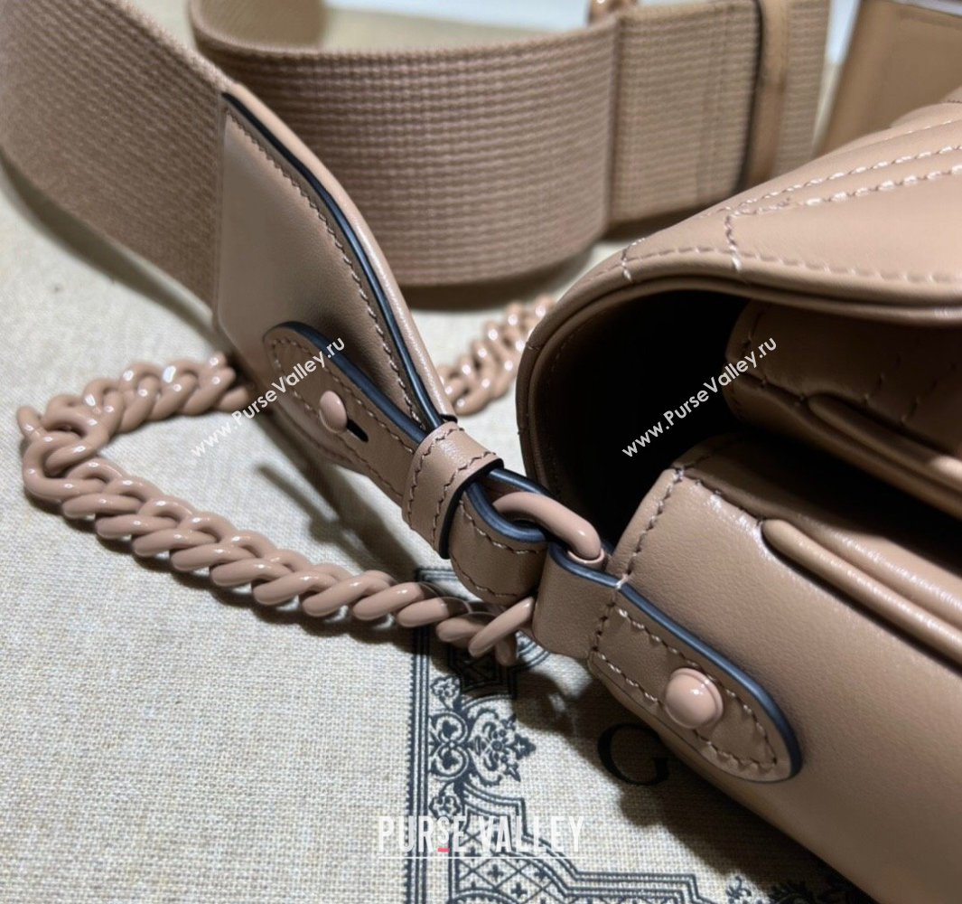 Gucci GG Marmont shoulder bag 734814 leather Nude with Brass hardware 2024 (dlh-23122207)