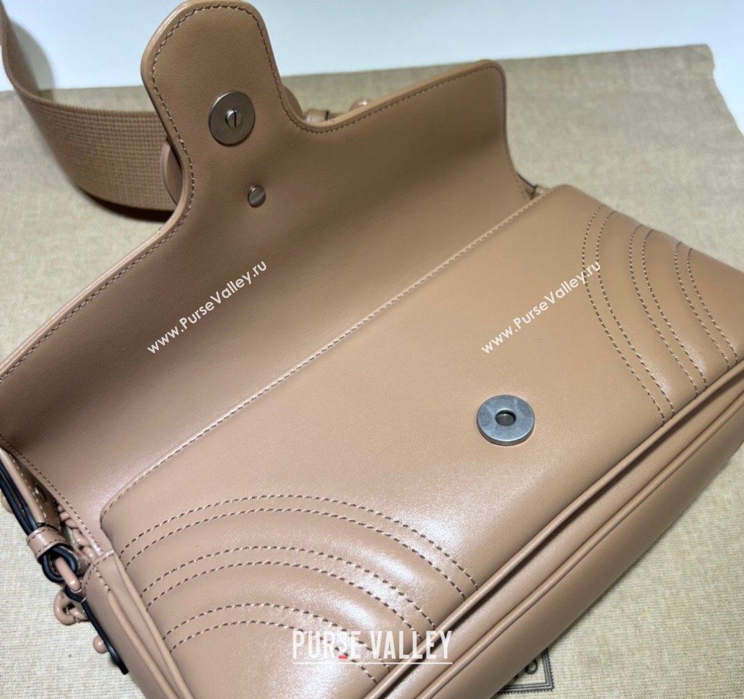 Gucci GG Marmont shoulder bag 734814 leather Nude with Brass hardware 2024 (dlh-23122207)