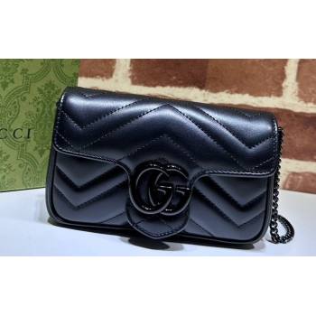 Gucci GG Marmont Super Mini shoulder bag 476433 leather Black with Brass hardware 2024 (dlh-23122201)
