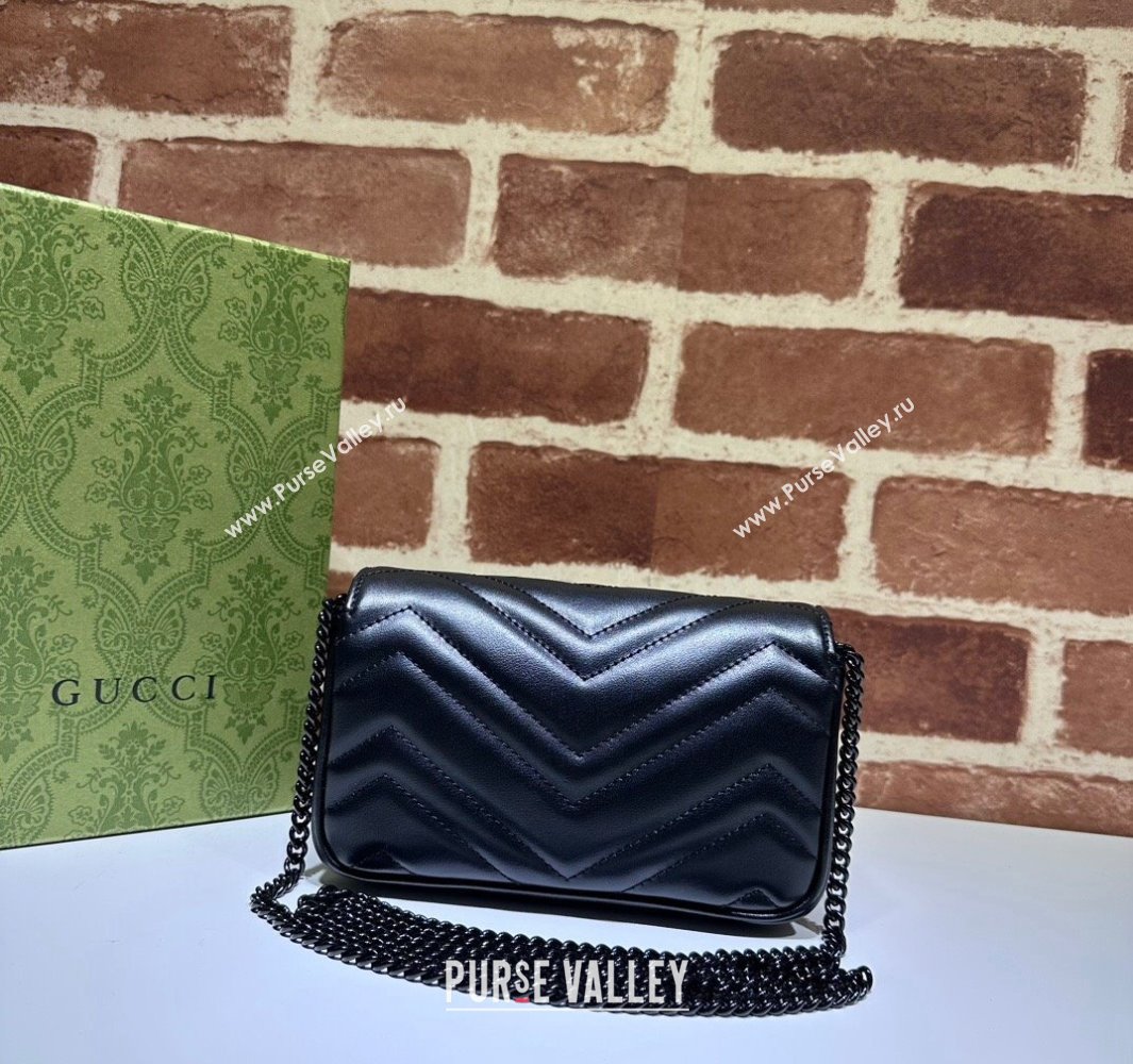 Gucci GG Marmont Super Mini shoulder bag 476433 leather Black with Brass hardware 2024 (dlh-23122201)