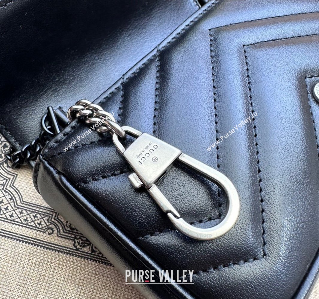 Gucci GG Marmont Super Mini shoulder bag 476433 leather Black with Brass hardware 2024 (dlh-23122201)
