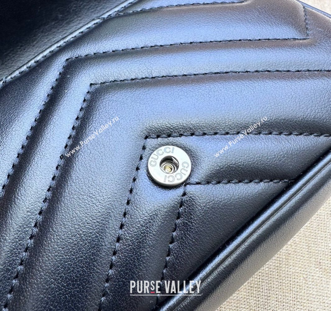 Gucci GG Marmont Super Mini shoulder bag 476433 leather Black with Brass hardware 2024 (dlh-23122201)