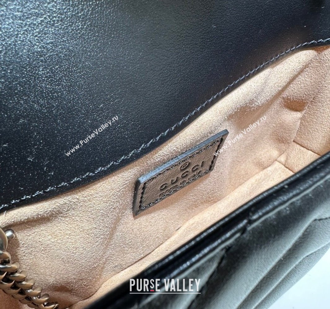 Gucci GG Marmont Super Mini shoulder bag 476433 leather Black with Brass hardware 2024 (dlh-23122201)