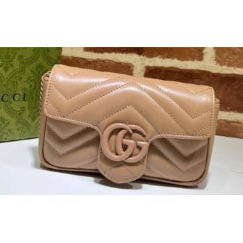 Gucci GG Marmont Super Mini shoulder bag 476433 leather Nude with Brass hardware 2024 (dlh-23122203)
