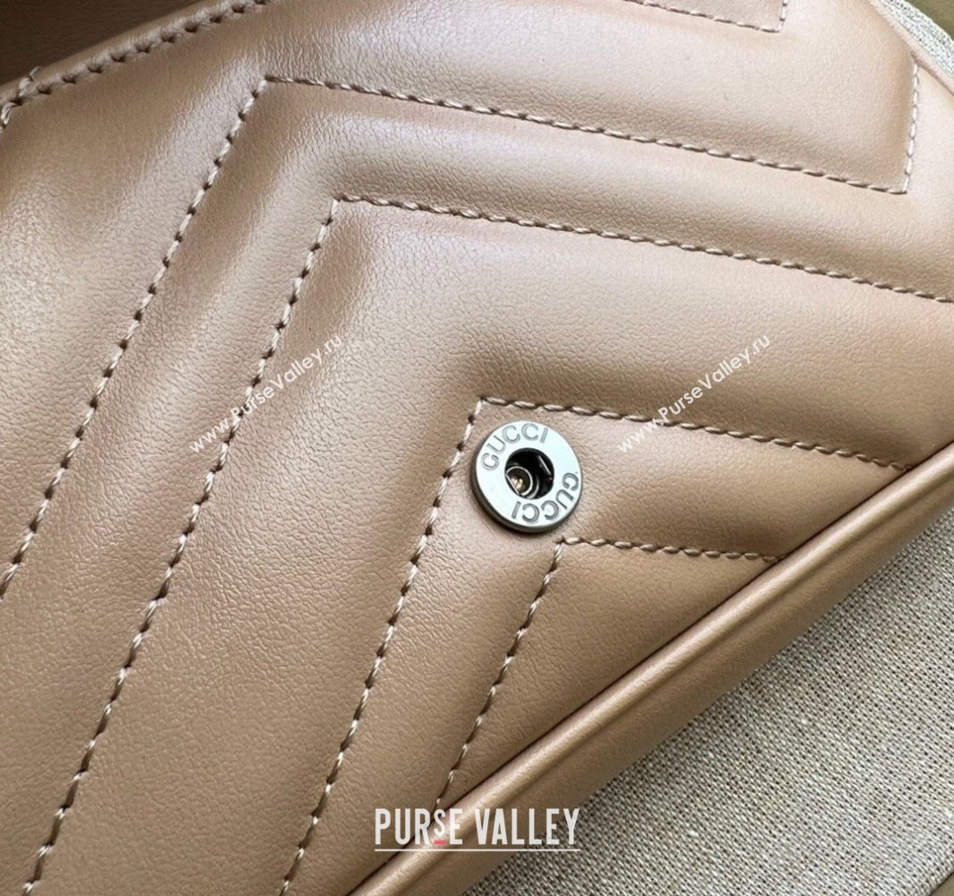 Gucci GG Marmont Super Mini shoulder bag 476433 leather Nude with Brass hardware 2024 (dlh-23122203)