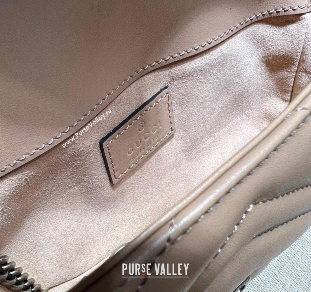 Gucci GG Marmont Super Mini shoulder bag 476433 leather Nude with Brass hardware 2024 (dlh-23122203)
