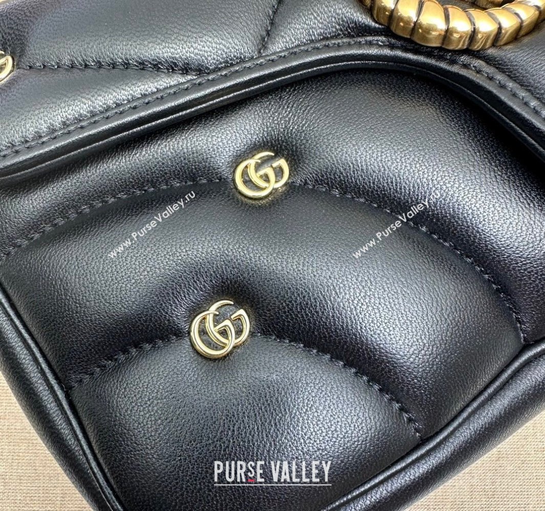 Gucci GG Marmont small shoulder bag 443497 Leather Black with small Double G studs 2024 (dlh-23122118)