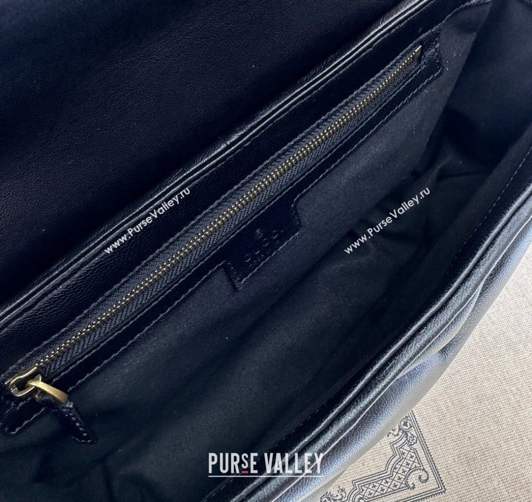 Gucci GG Marmont small shoulder bag 443497 Leather Black with small Double G studs 2024 (dlh-23122118)