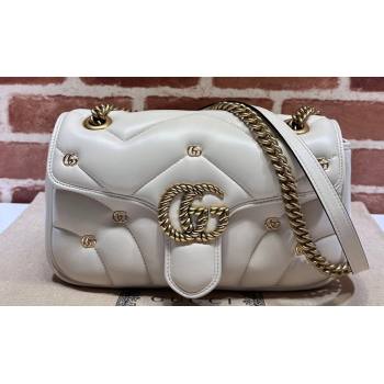 Gucci GG Marmont small shoulder bag 443497 Leather White with small Double G studs 2024 (dlh-23122119)