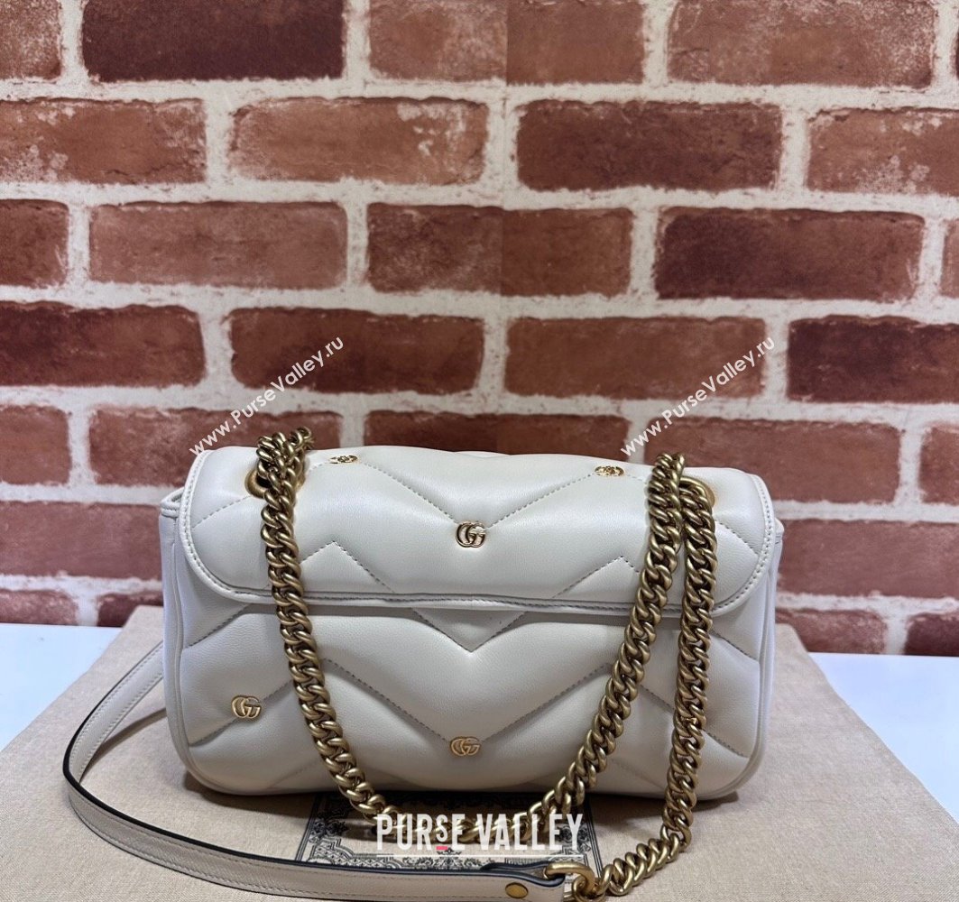 Gucci GG Marmont small shoulder bag 443497 Leather White with small Double G studs 2024 (dlh-23122119)