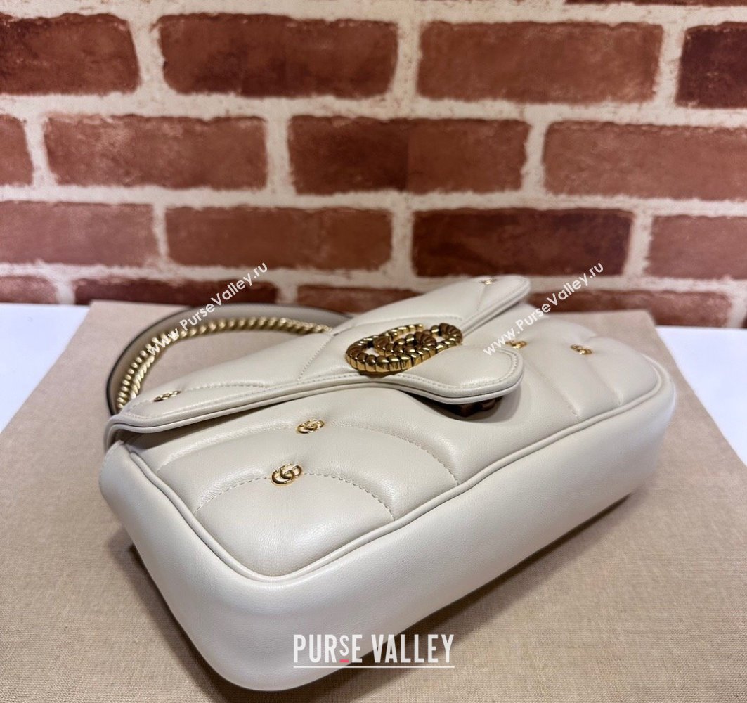 Gucci GG Marmont small shoulder bag 443497 Leather White with small Double G studs 2024 (dlh-23122119)