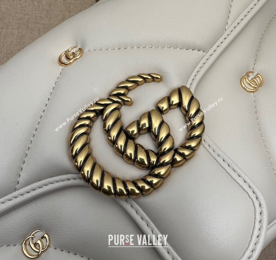 Gucci GG Marmont small shoulder bag 443497 Leather White with small Double G studs 2024 (dlh-23122119)
