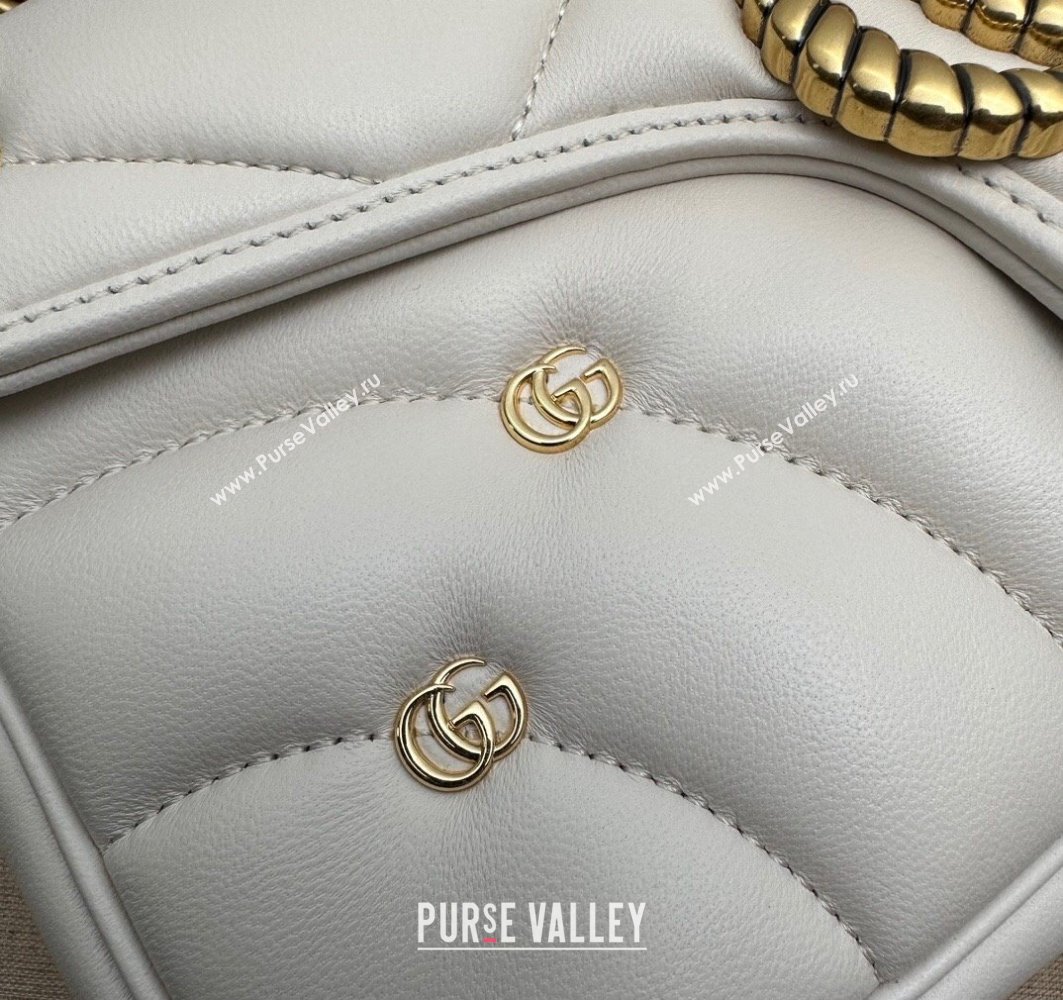 Gucci GG Marmont small shoulder bag 443497 Leather White with small Double G studs 2024 (dlh-23122119)