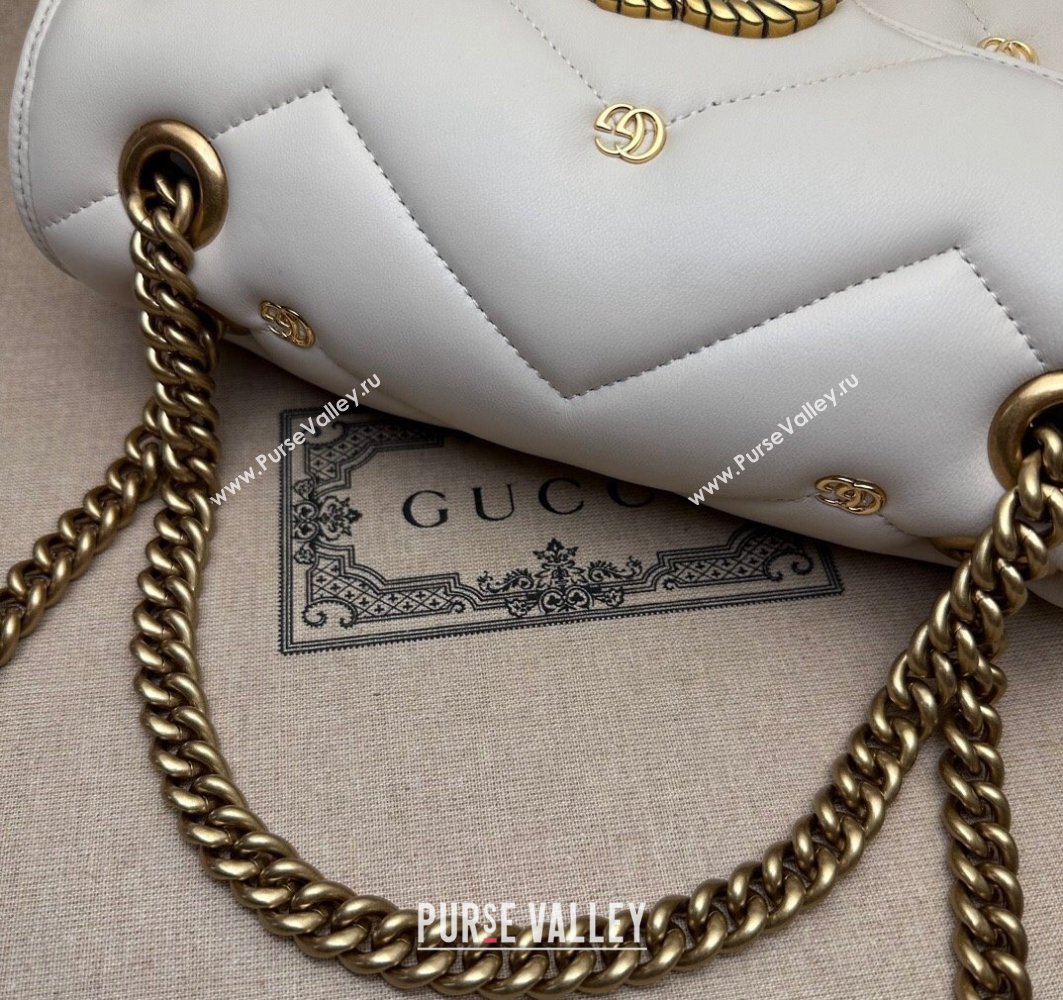 Gucci GG Marmont small shoulder bag 443497 Leather White with small Double G studs 2024 (dlh-23122119)