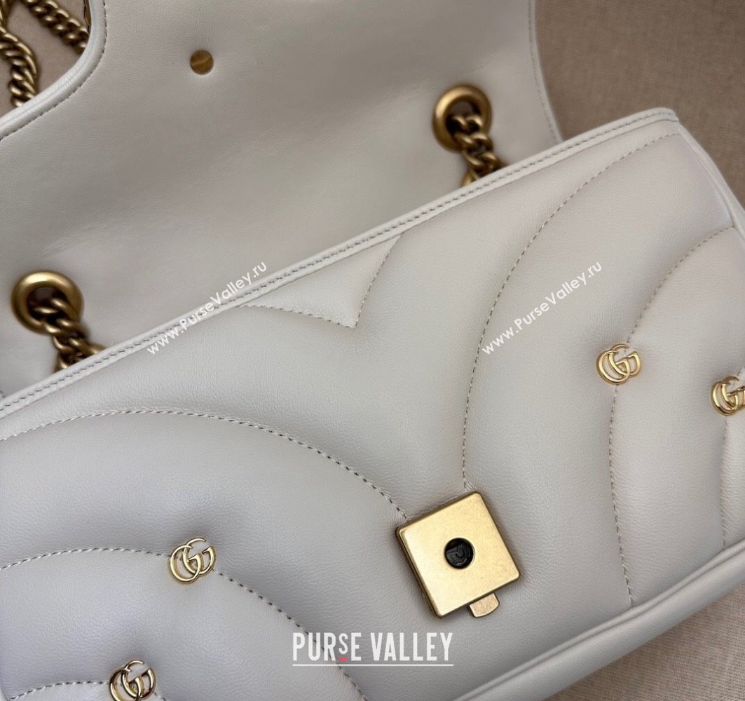 Gucci GG Marmont small shoulder bag 443497 Leather White with small Double G studs 2024 (dlh-23122119)