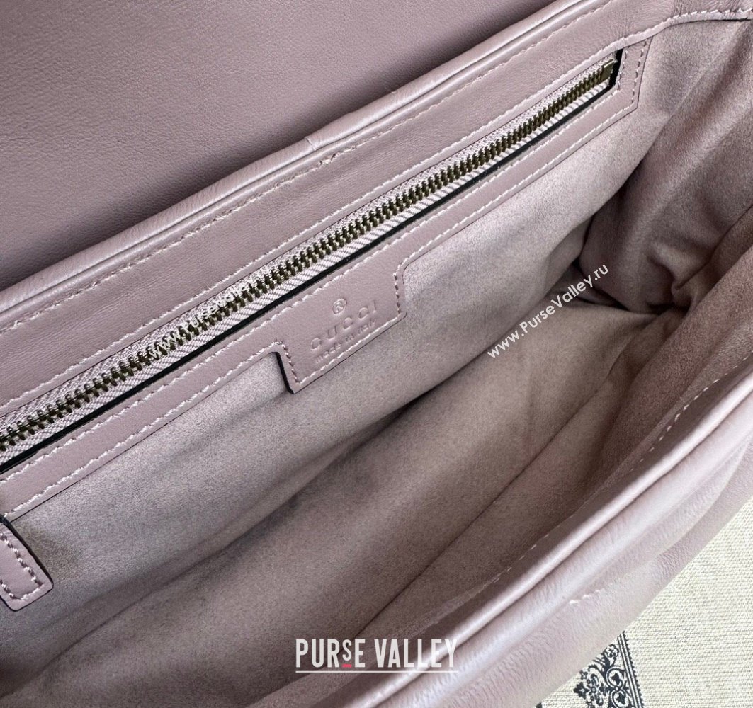Gucci GG Marmont small shoulder bag 443497 Leather Nude Pink with small Double G studs 2024 (dlh-23122120)