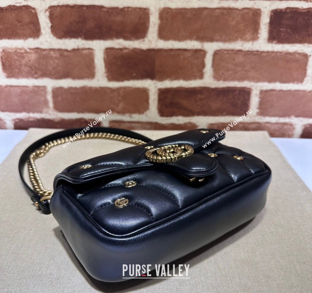 Gucci GG Marmont Mini shoulder bag 446744 Leather Black with small Double G studs 2024 (dlh-23122125)