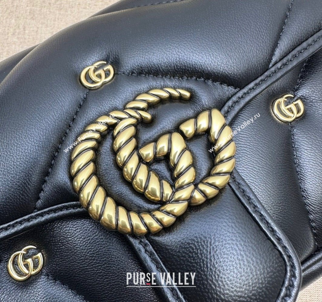 Gucci GG Marmont Mini shoulder bag 446744 Leather Black with small Double G studs 2024 (dlh-23122125)
