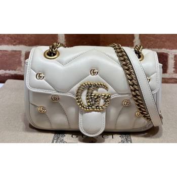 Gucci GG Marmont Mini shoulder bag 446744 Leather White with small Double G studs 2024 (dlh-23122127)