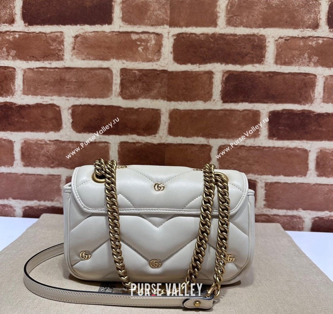Gucci GG Marmont Mini shoulder bag 446744 Leather White with small Double G studs 2024 (dlh-23122127)