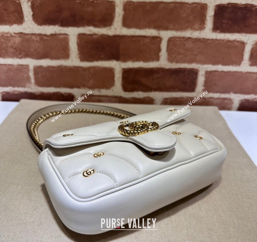 Gucci GG Marmont Mini shoulder bag 446744 Leather White with small Double G studs 2024 (dlh-23122127)