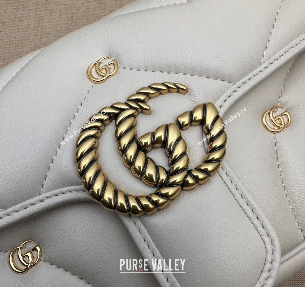 Gucci GG Marmont Mini shoulder bag 446744 Leather White with small Double G studs 2024 (dlh-23122127)