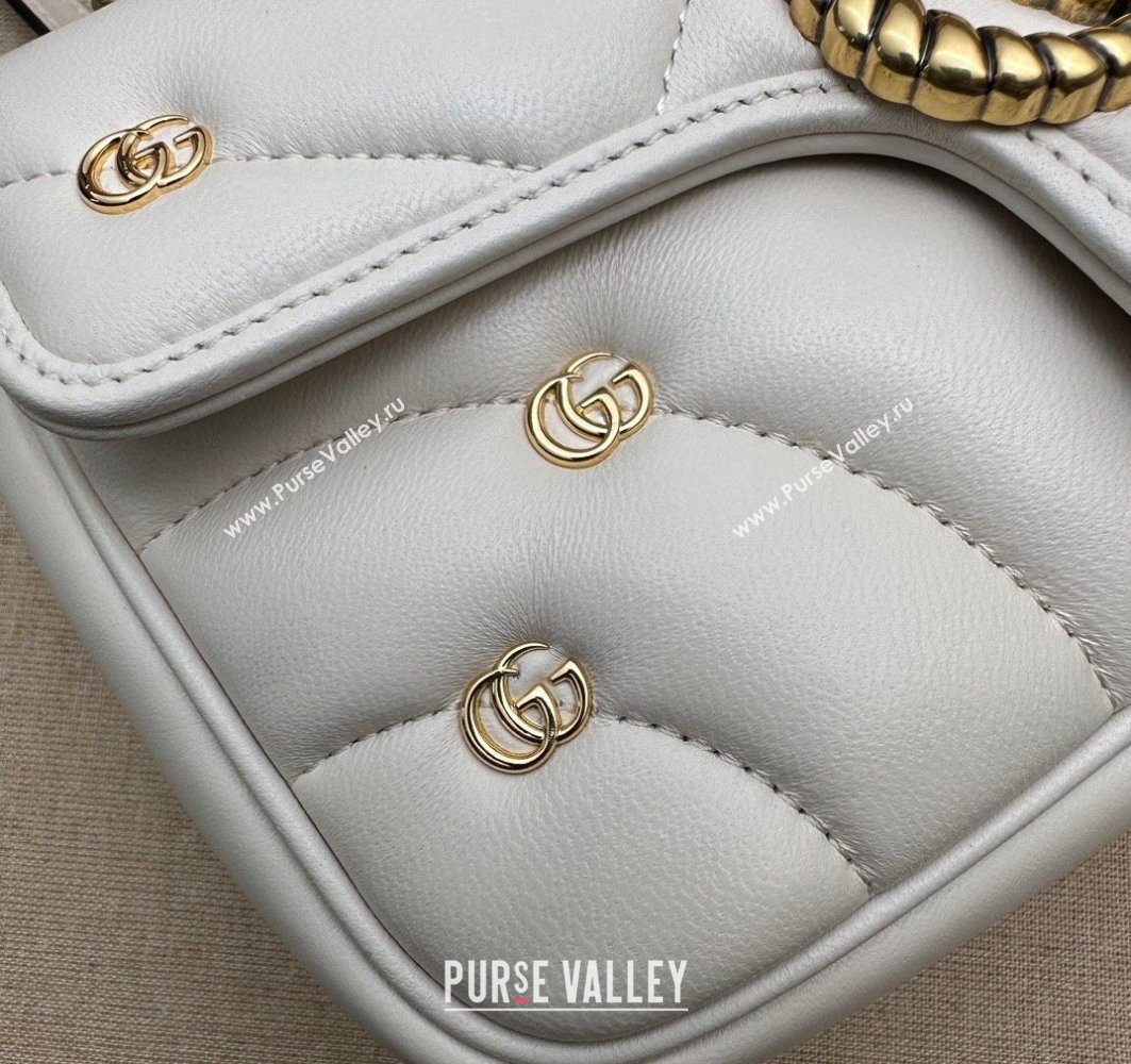 Gucci GG Marmont Mini shoulder bag 446744 Leather White with small Double G studs 2024 (dlh-23122127)