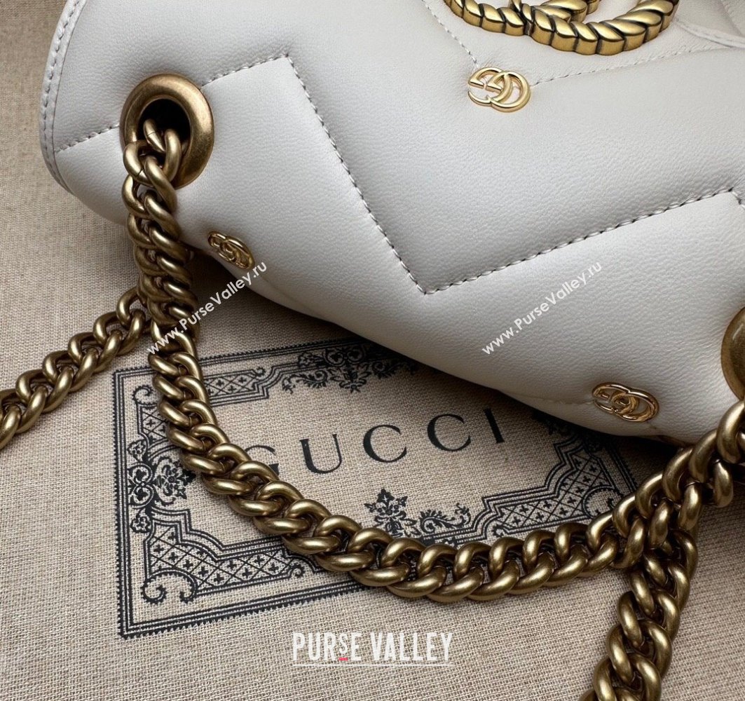 Gucci GG Marmont Mini shoulder bag 446744 Leather White with small Double G studs 2024 (dlh-23122127)