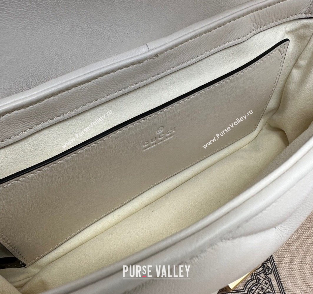 Gucci GG Marmont Mini shoulder bag 446744 Leather White with small Double G studs 2024 (dlh-23122127)