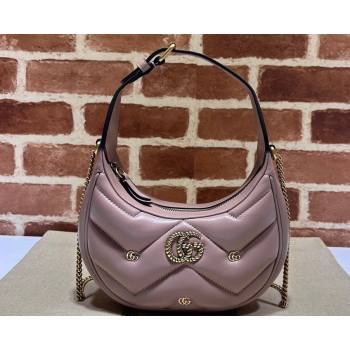 Gucci GG Marmont half-moon-shaped Mini bag 770983 Leather Nude Pink with small Double G studs 2024 (dlh-23122135)