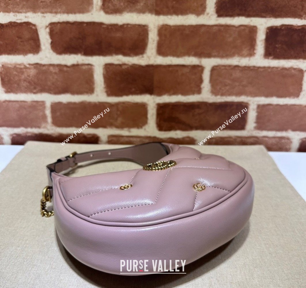 Gucci GG Marmont half-moon-shaped Mini bag 770983 Leather Nude Pink with small Double G studs 2024 (dlh-23122135)