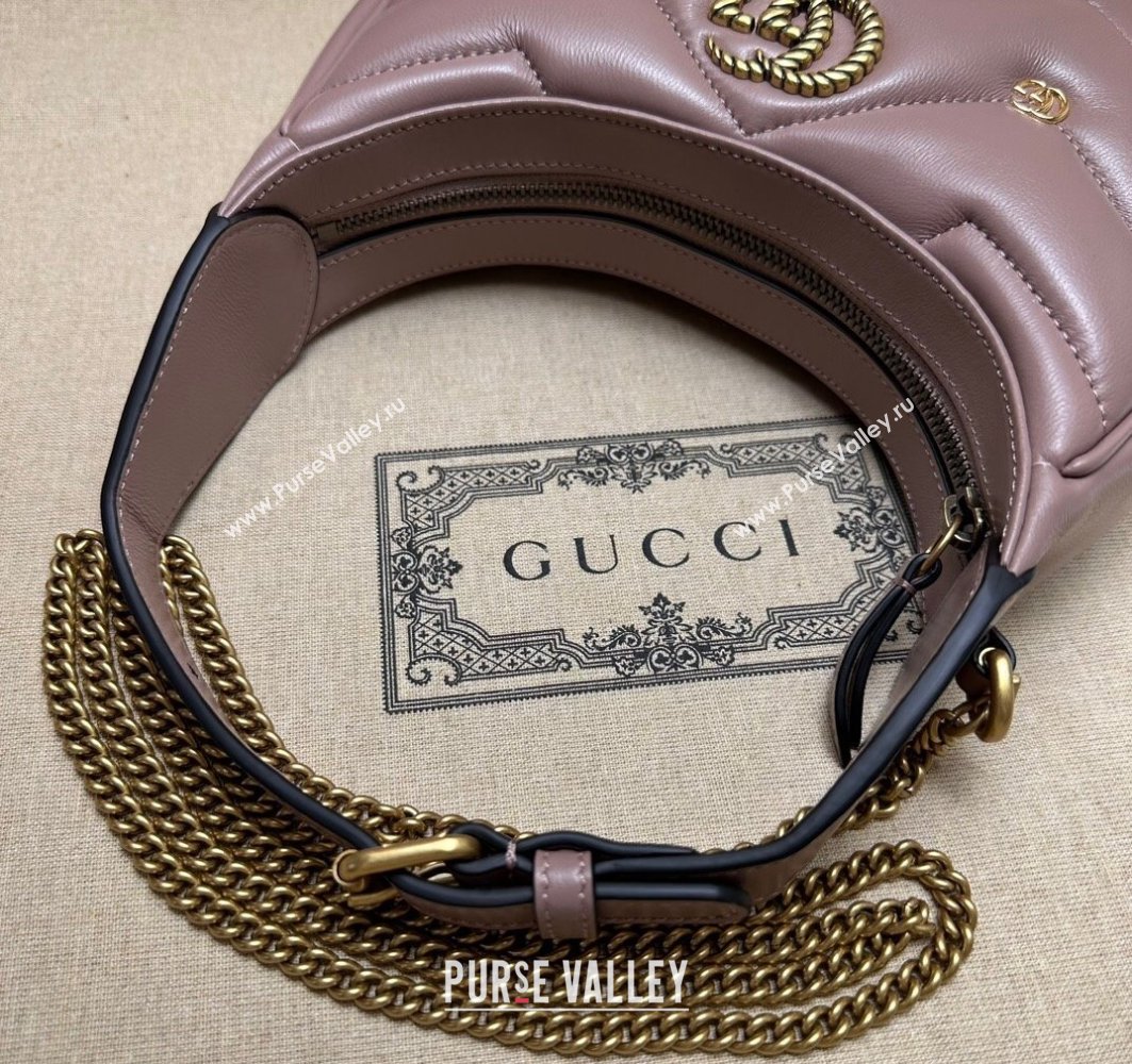 Gucci GG Marmont half-moon-shaped Mini bag 770983 Leather Nude Pink with small Double G studs 2024 (dlh-23122135)