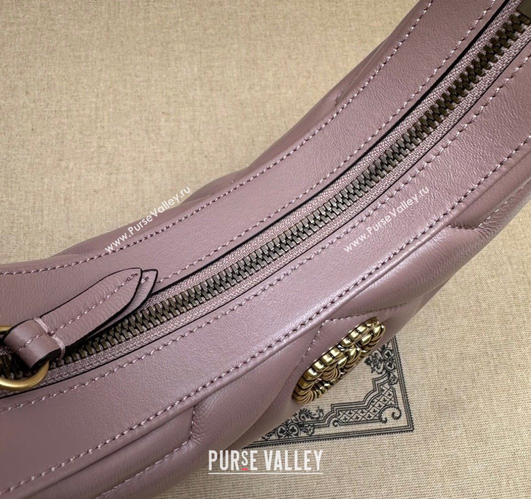 Gucci GG Marmont half-moon-shaped Mini bag 770983 Leather Nude Pink with small Double G studs 2024 (dlh-23122135)