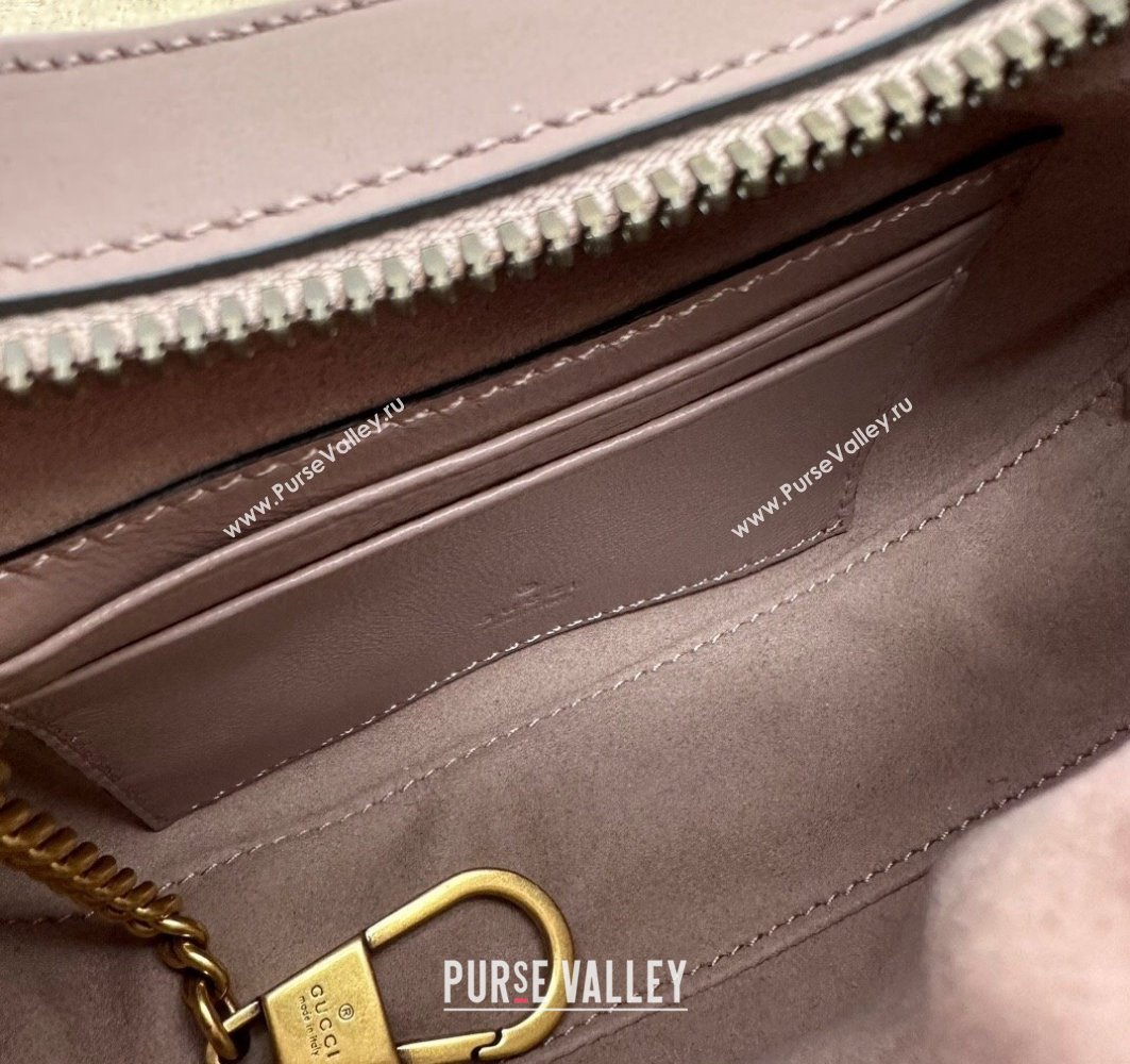 Gucci GG Marmont half-moon-shaped Mini bag 770983 Leather Nude Pink with small Double G studs 2024 (dlh-23122135)