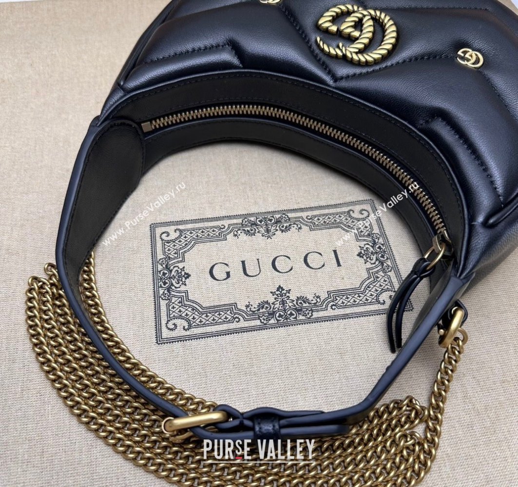 Gucci GG Marmont half-moon-shaped Mini bag 770983 Leather Black with small Double G studs 2024 (dlh-23122133)