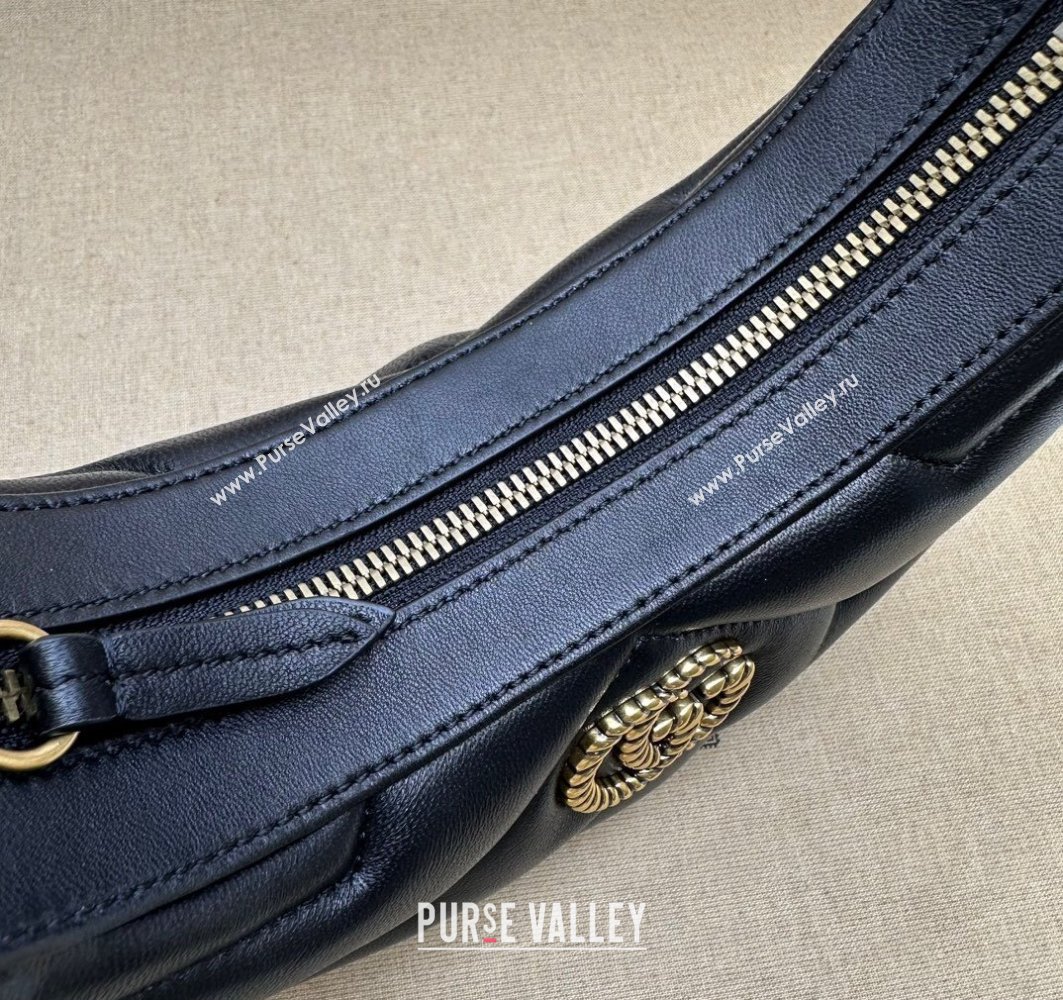Gucci GG Marmont half-moon-shaped Mini bag 770983 Leather Black with small Double G studs 2024 (dlh-23122133)