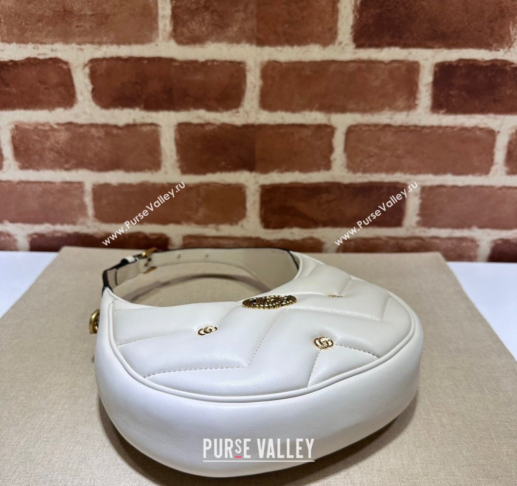 Gucci GG Marmont half-moon-shaped Mini bag 770983 Leather White with small Double G studs 2024 (dlh-23122134)