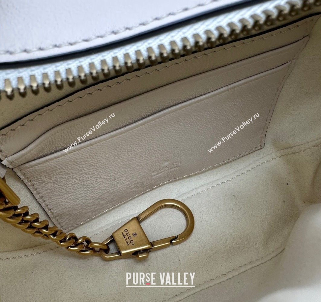 Gucci GG Marmont half-moon-shaped Mini bag 770983 Leather White with small Double G studs 2024 (dlh-23122134)