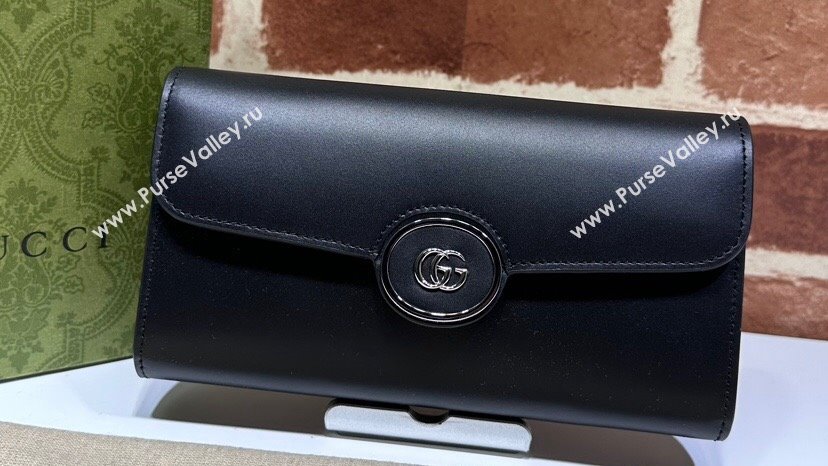 Gucci Petite GG continental wallet 762167 leather Black (dlh-23122223)