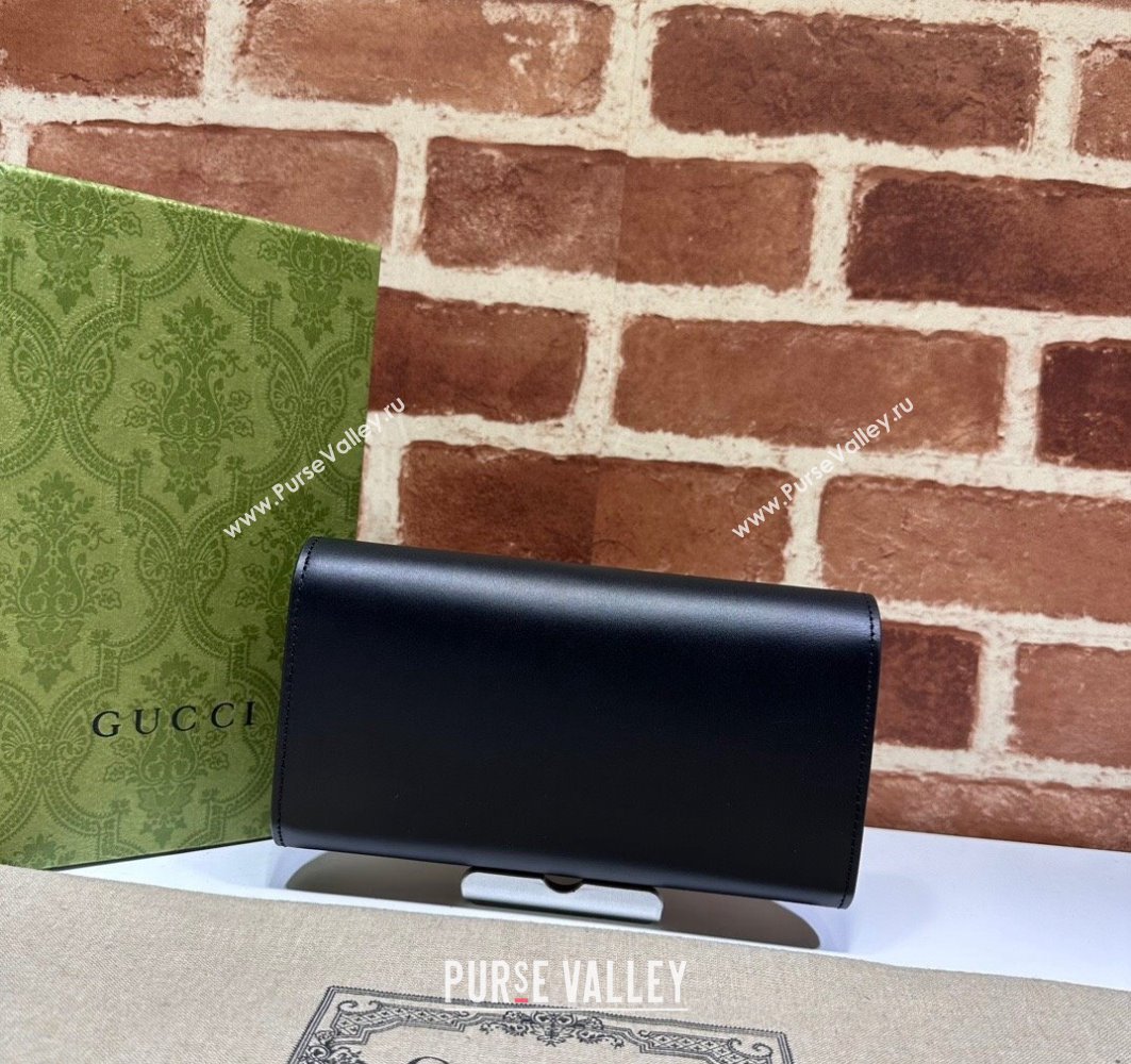 Gucci Petite GG continental wallet 762167 leather Black (dlh-23122223)