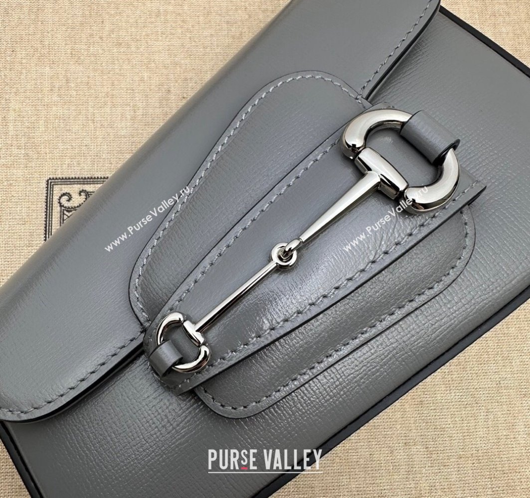 Gucci Horsebit 1955 Mini shoulder bag 774209 Leather Gray (dlh-23122108)