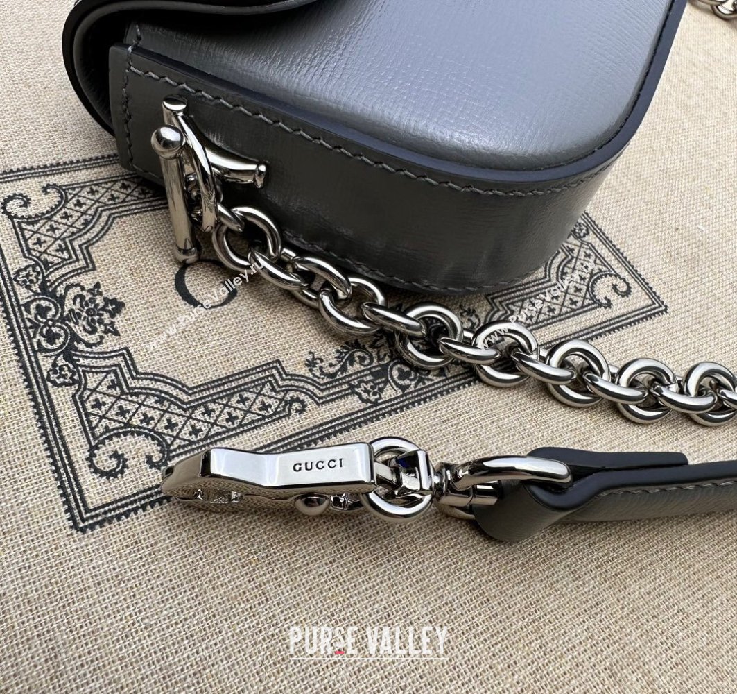 Gucci Horsebit 1955 Mini shoulder bag 774209 Leather Gray (dlh-23122108)