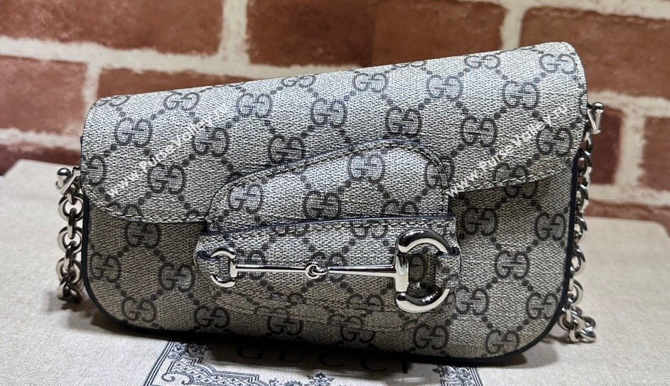 Gucci Horsebit 1955 Mini shoulder bag 774209 Beige and ebony GG Supreme canvas (dlh-23122112)