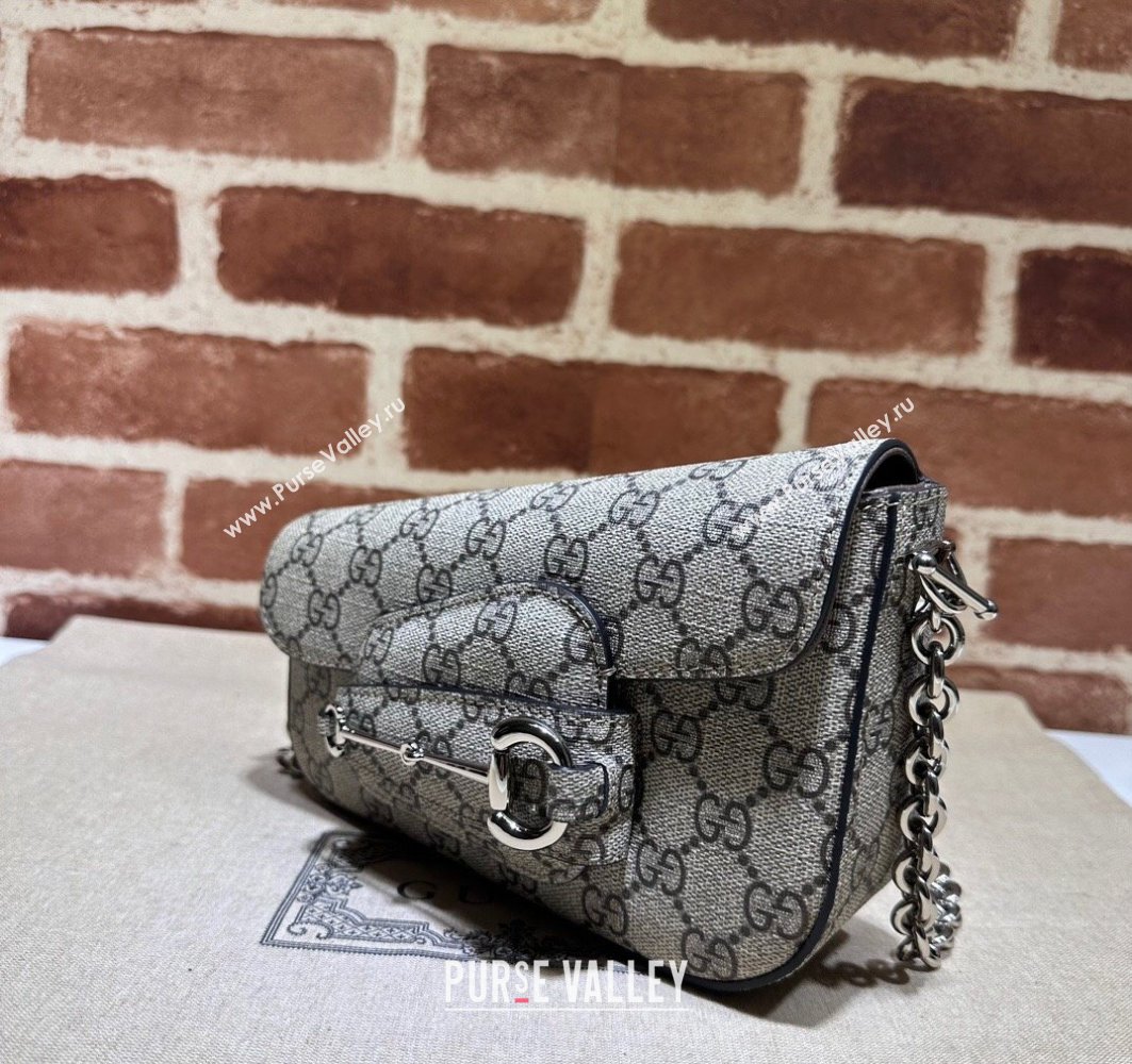 Gucci Horsebit 1955 Mini shoulder bag 774209 Beige and ebony GG Supreme canvas (dlh-23122112)