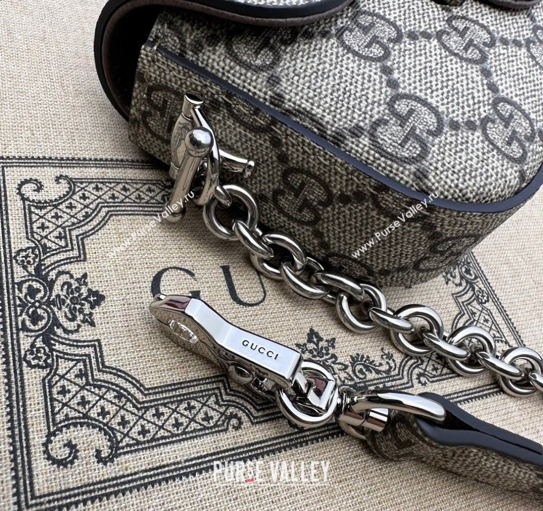 Gucci Horsebit 1955 Mini shoulder bag 774209 Beige and ebony GG Supreme canvas (dlh-23122112)