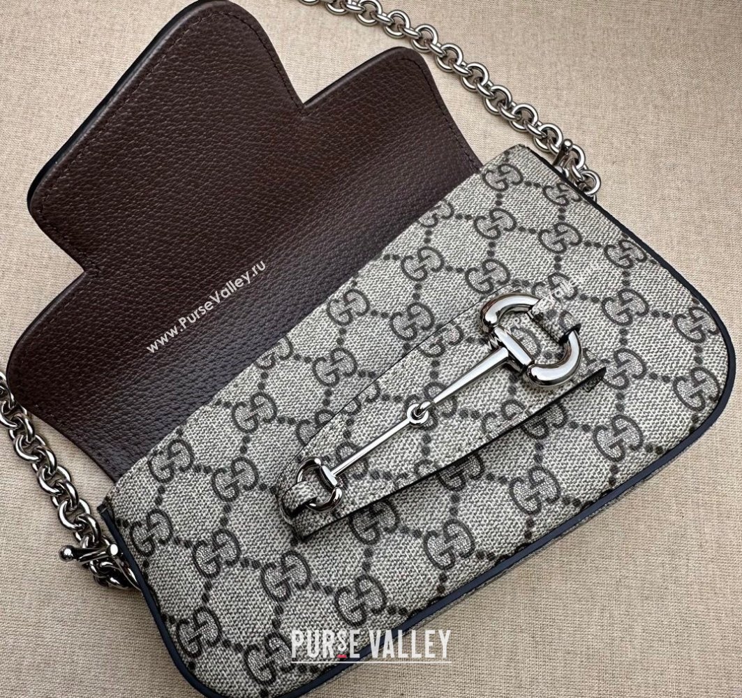Gucci Horsebit 1955 Mini shoulder bag 774209 Beige and ebony GG Supreme canvas (dlh-23122112)