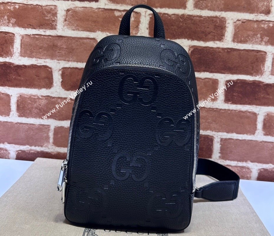 Gucci Jumbo GG Leather crossbody bag 766937 Black (dlh-23122225)