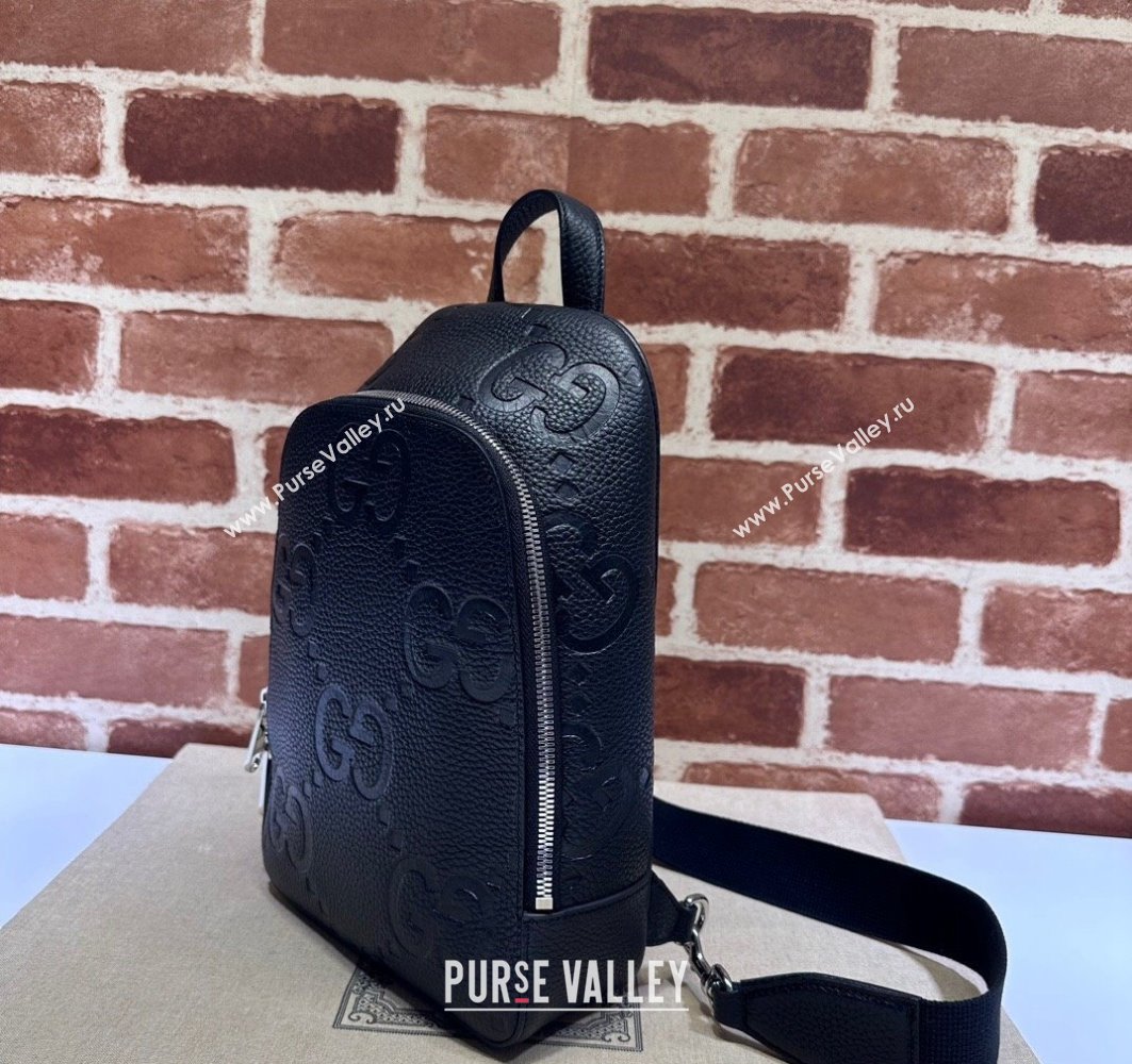 Gucci Jumbo GG Leather crossbody bag 766937 Black (dlh-23122225)