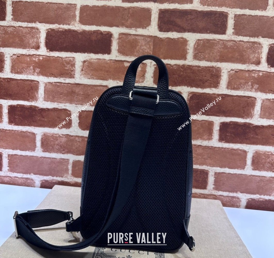 Gucci Jumbo GG Leather crossbody bag 766937 Black (dlh-23122225)