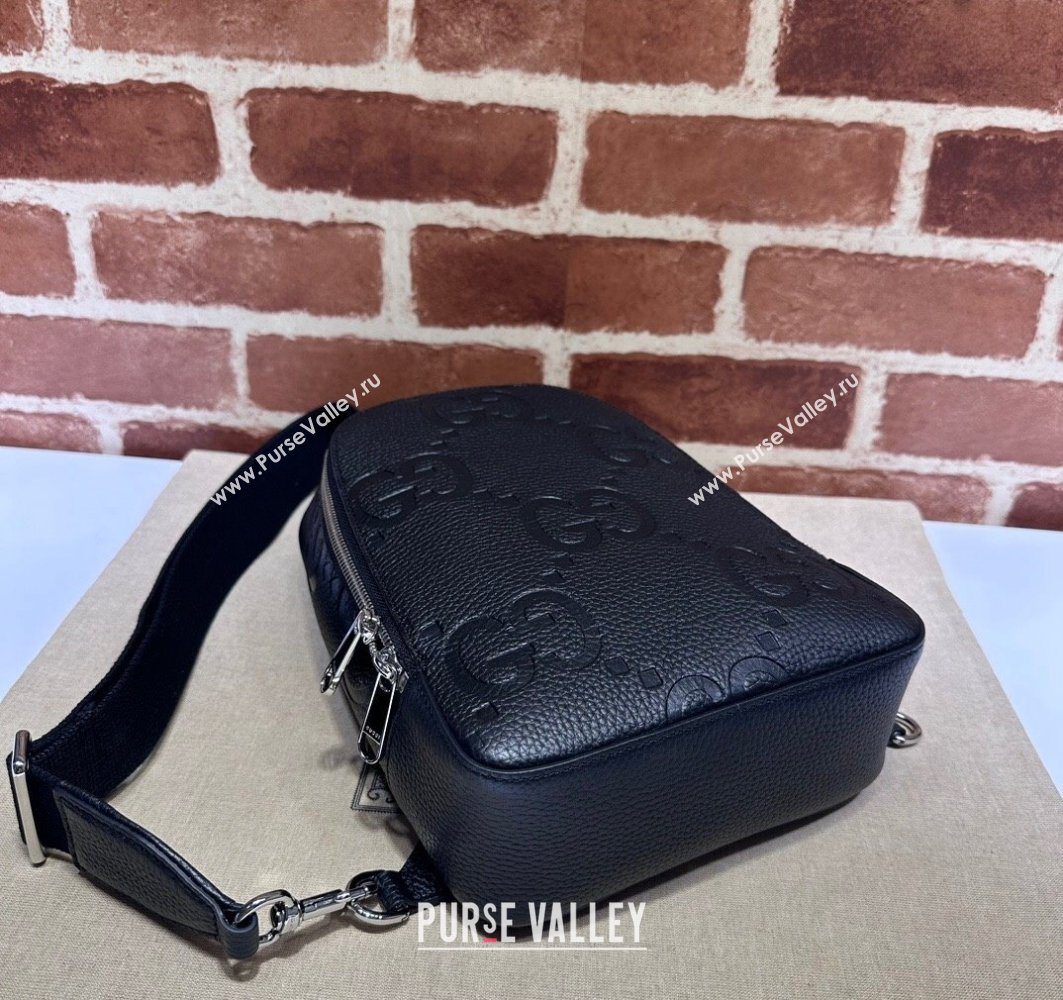 Gucci Jumbo GG Leather crossbody bag 766937 Black (dlh-23122225)